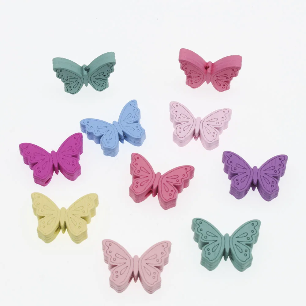 40 шт. деревянные бусины бабочки с гравировкой|Бусины| |