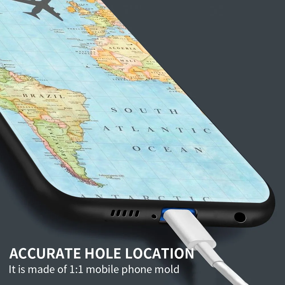 

World Map Travel Phone Case For Xiaomi Redmi Note 10 Pro Max 9S 9 8 Pro 8T 8A 7 7A 9A 9C K40 Silicone Back Cover Coque Fundas