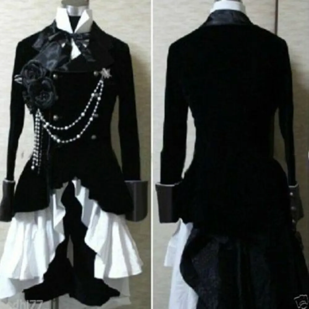 Ciel Phantomhive Cos Хэллоуин вечерние японский смокинг аниме платье мужские и женские сапоги для косплея Темный Дворецкий Косплей Kuroshitsuji Костюм