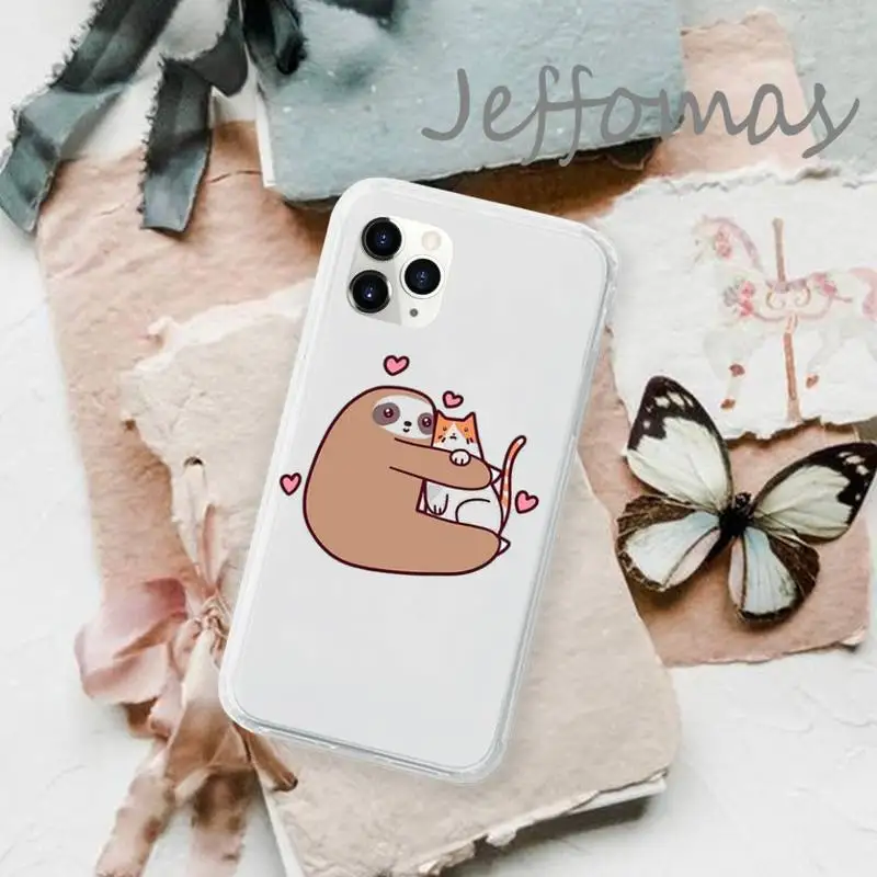 

Sloth Cute Animals Phone Case Transparent for iPhone 11 12 mini pro XS MAX 8 7 6 6S Plus X 5S SE 2020 XR