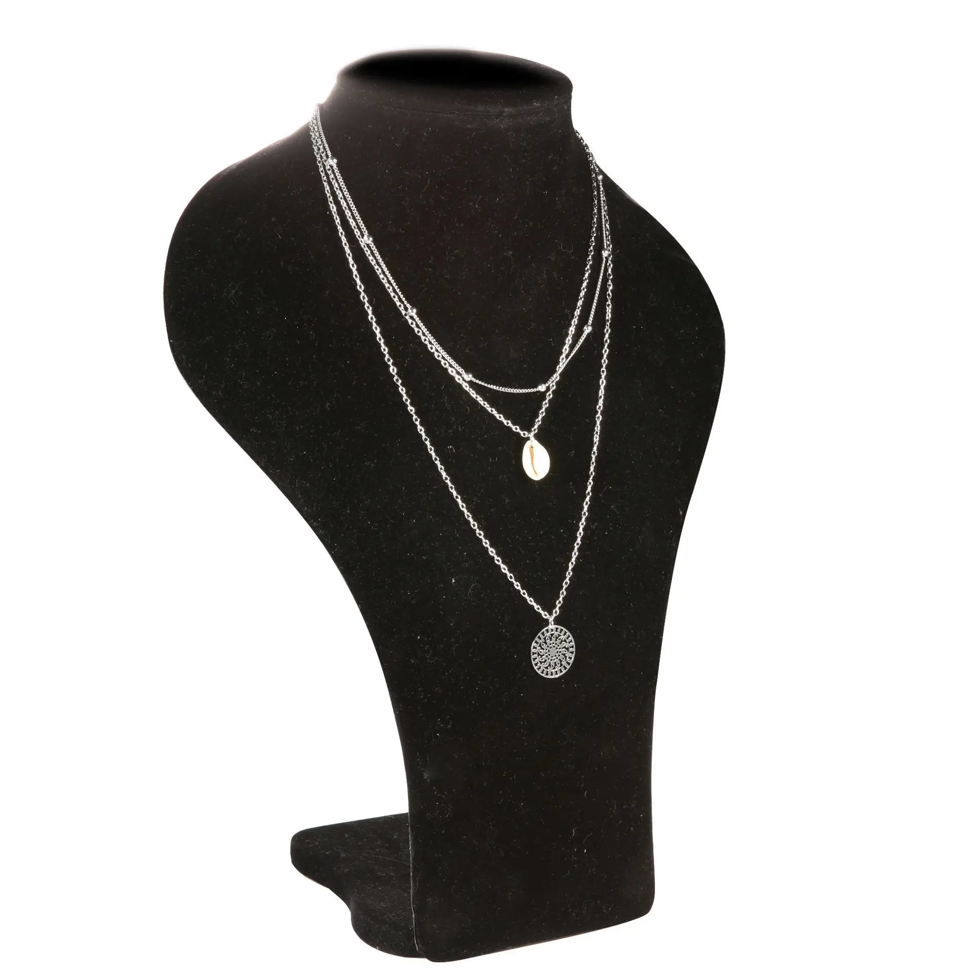 Винтажное бусина серебряного цвета раковина Каури колье ожерелье для женщин