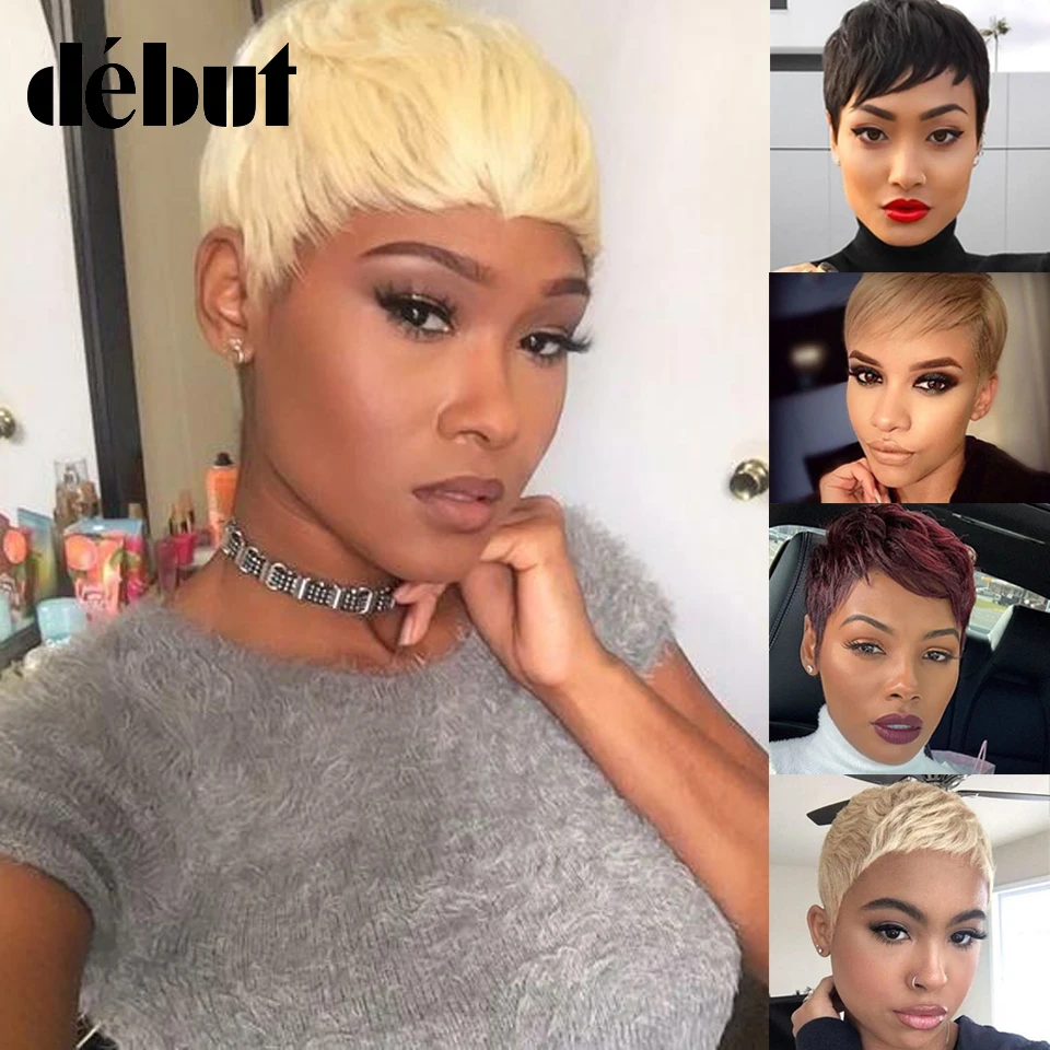 

Debut Brazilian Remy Short Bob Human Hair Wigs For Black Women Blonde Wigs Human Hair 613 Ombre Short Straight Human Hair Wigs