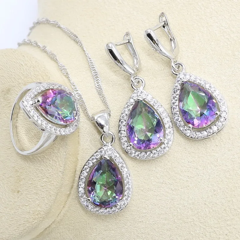 Разноцветные радужные камни в форме капли воды серебряный цвет Дубай