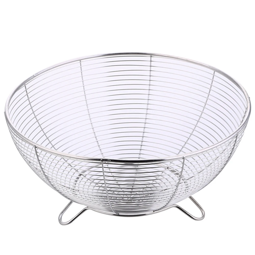 

Stainless Steel Fruit Basket Kitchen Vegetable Washing Drain Basket Strainer X1