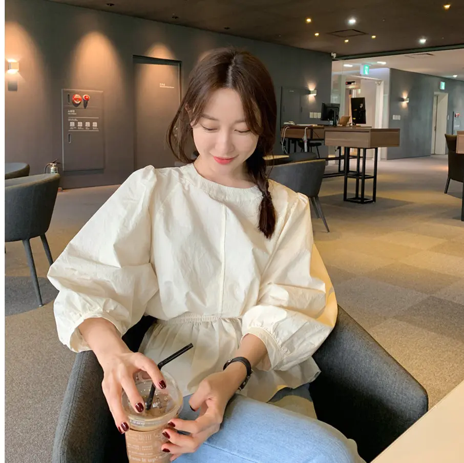 Винтажная однотонная хлопковая белая рубашка женские большие Топы женская