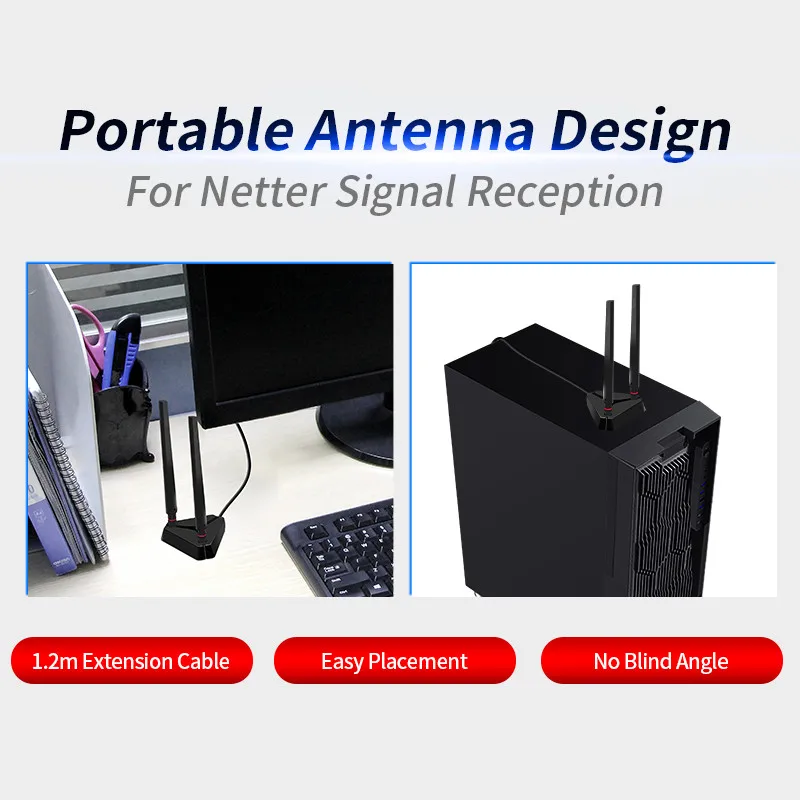 Folded External Antenna For Intel AX200 9260NGW Wifi Card Dual Band 120CM High Gain Desktop PCIe Adapter | Компьютеры и офис