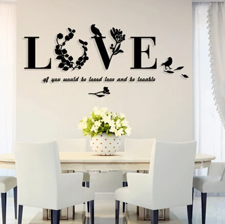 

DIY 3D Leaf LOVE Stylish Wall Sticker Art Vinyl Decals Acrylic Mirrored Decor Removable Bedroom Living Room Decors