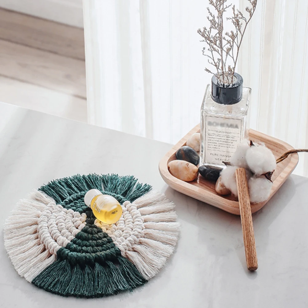 Круглая хлопковая подставка ручной работы изоляционная нескользящий коврик для