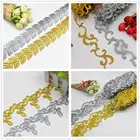 Золотые вышитые кружева с железной аппликацией ленты с кружевной отделкой