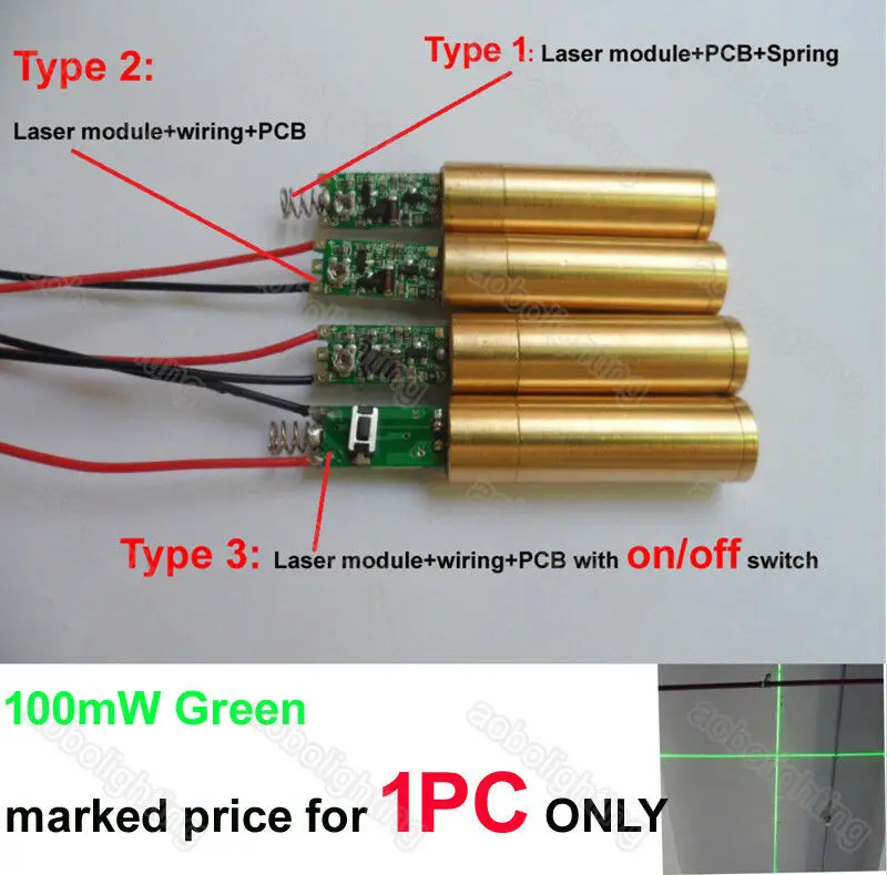 

DC 3V 100mW Green Laser Module Cross Line Laser Marking Diode Positioning Lazer Diodo