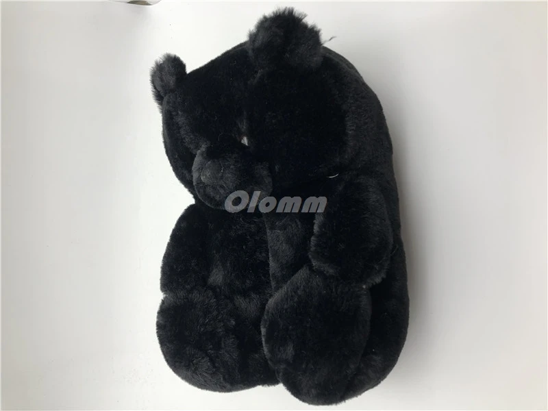 

Winter Ladies Cartoon Cute Teddy Bear Slippers Women Indoor Non-Slip Home Cotton Slides Female Plush Fluffy Warm House Shoes Hot