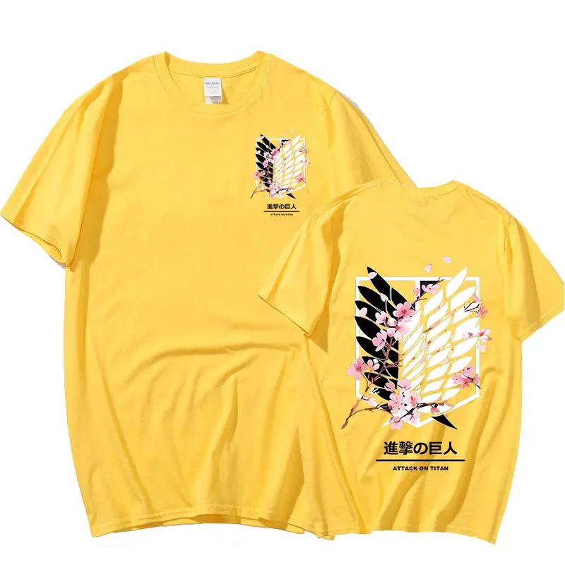 Футболка мужская хлопковая с логотипом аниме атака на Титанов | Мужская одежда