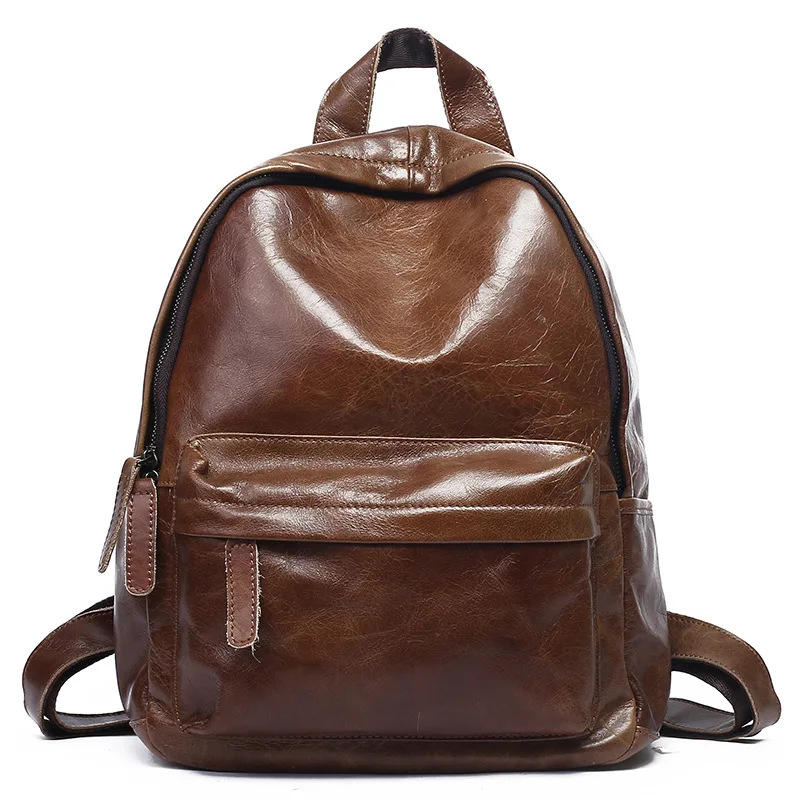 Casual Women Backpack Designer Brown Genuine Leather Backpacks Retro Travel Shoulder Bag