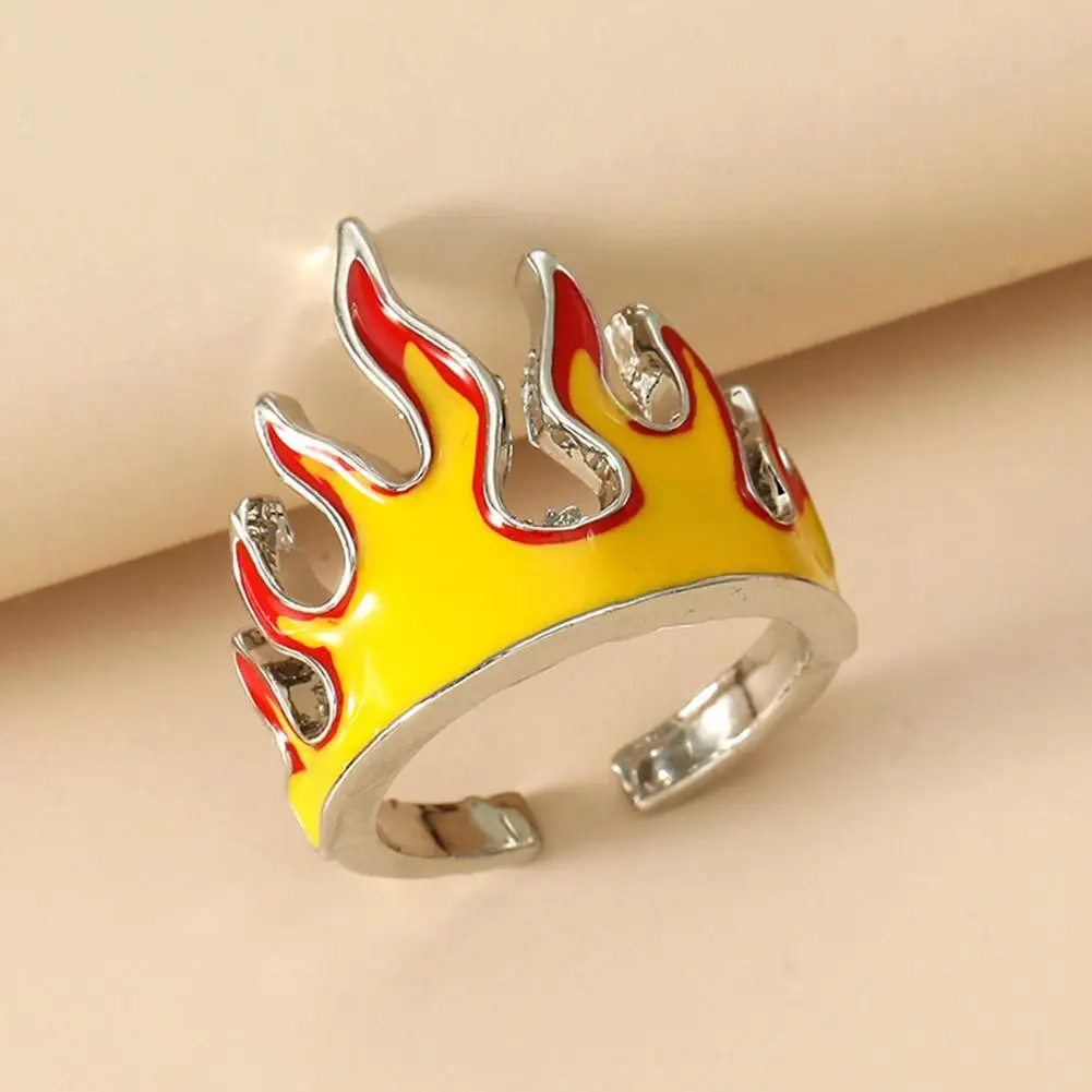 

2021 Goth Flame Opening Rings for Women Men Metal Vintage Punk Friendship Rings Jewelry Aesthetics Gifts 90s Party New