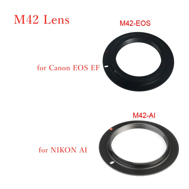 Металлическое Крепление M42 для объектива Canon EOS EF NIKON AI Mount Adapter Ring 1100D 600D 60D 550D 5D 7D 50D