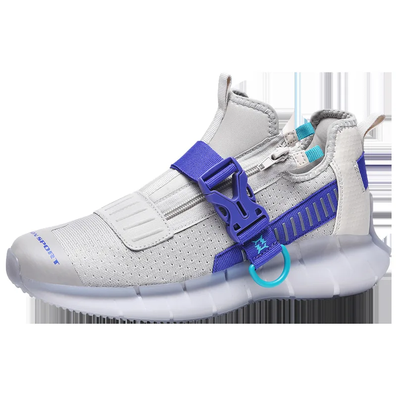 

2020 new flying mesh sports shoes men's shoes fashion buckle zipper running shoes