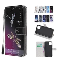 fashion painted wallet leather case for iphone 12 11 xs pro max mini se 2020 x xr 8 7 6 6s plus with card slot bracket cases