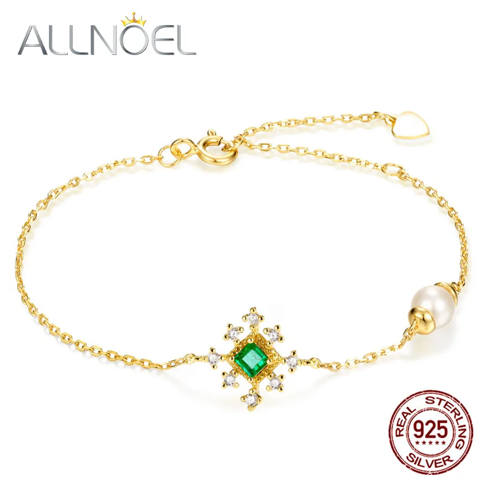 Браслеты ALLNOEL из стерлингового серебра 925 пробы для женщин 100% натуральный изумруд