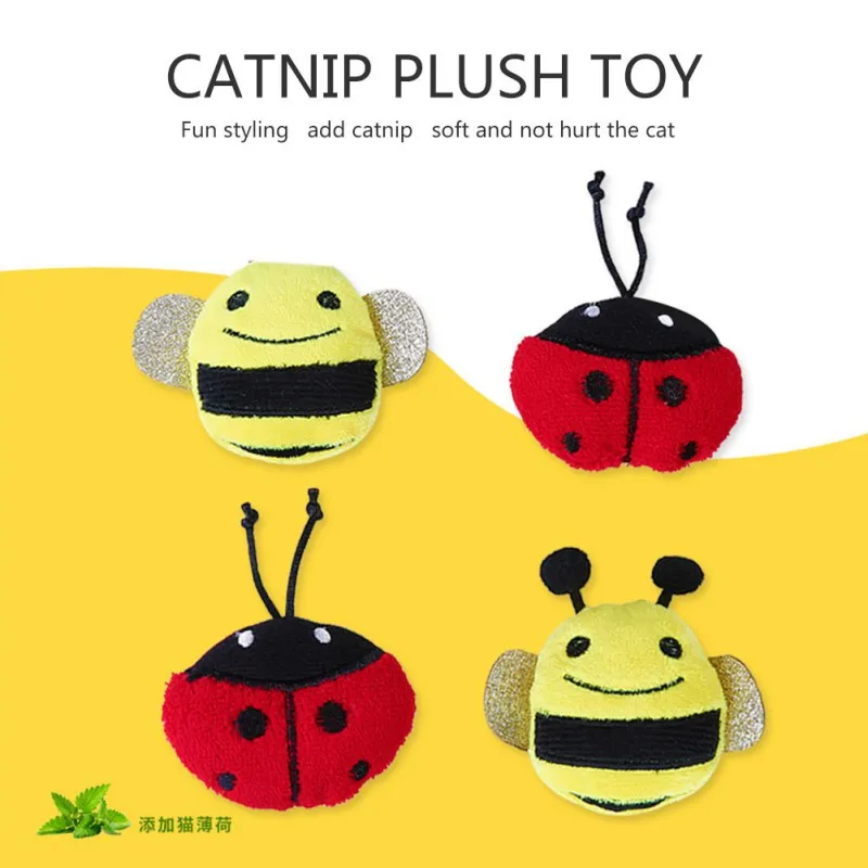 

Pet Cat Plush With Catnip Toy Ladybug Bee Animal Style Funny Toys for Pet Kitten Interactive Plush Stuffed Chew Pet Toys