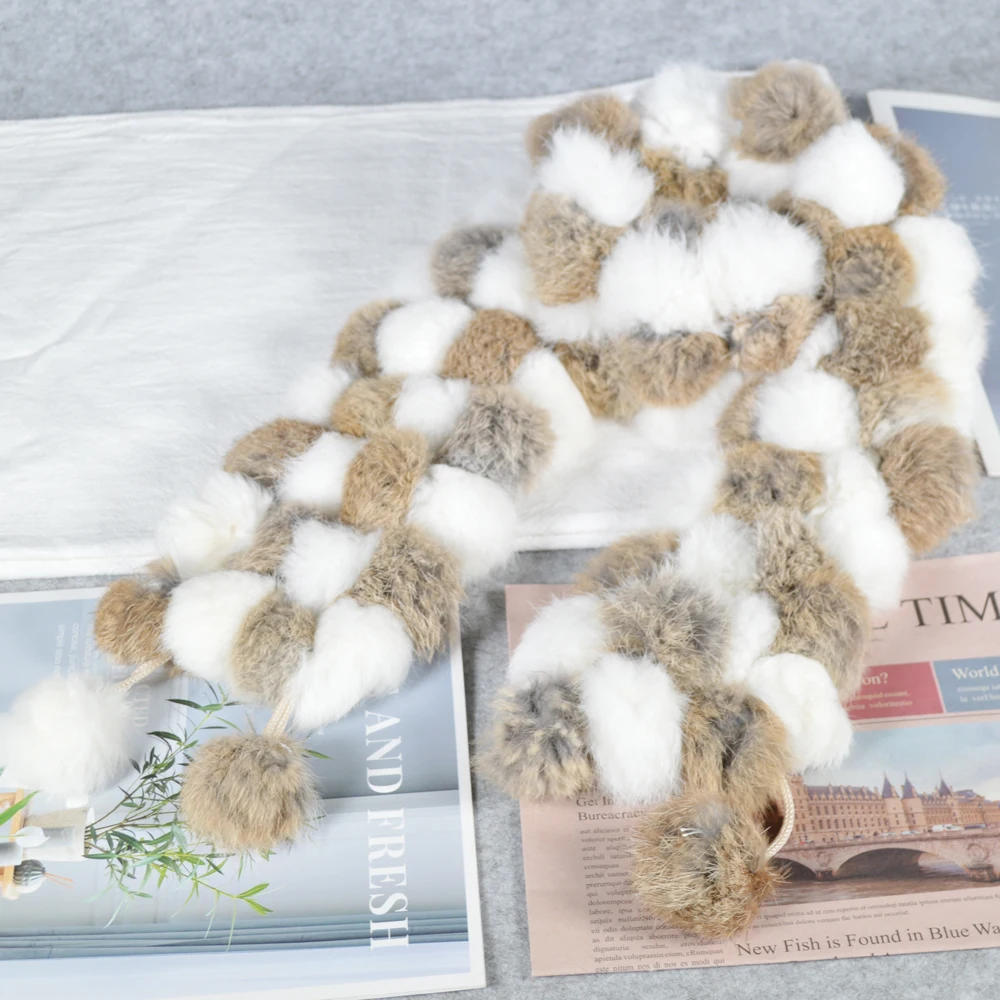 2021 Women Natural Real Fur Scarf Winter Warm Genuine Rabbit Neckerchief Lady Ring Scarves Wholesale Retail |