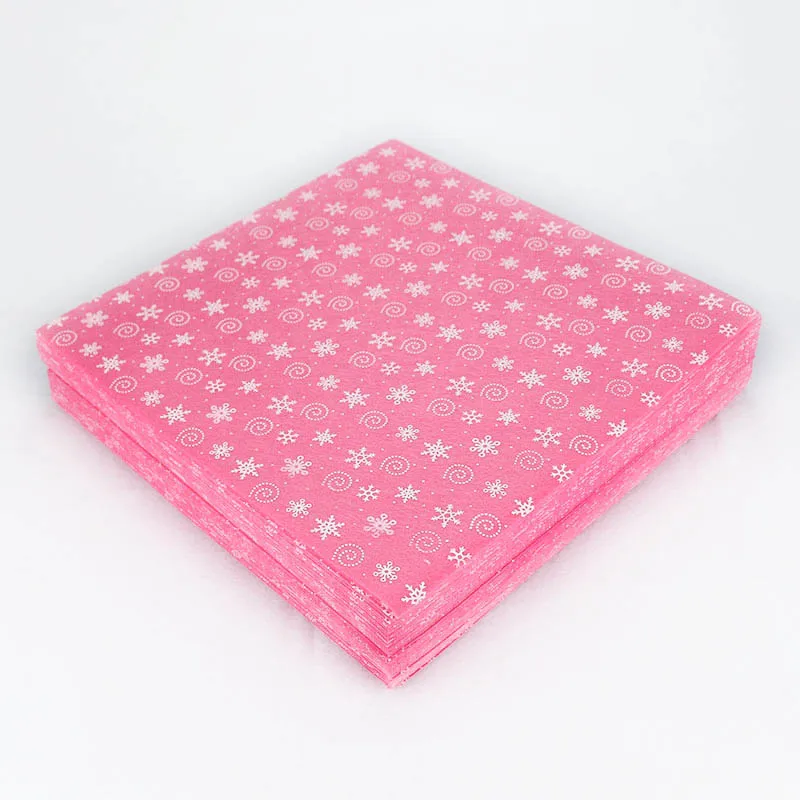 30x30 см розовая ткань Войлок снежинки печатная Нетканая 1 мм Толстая Войлочная для