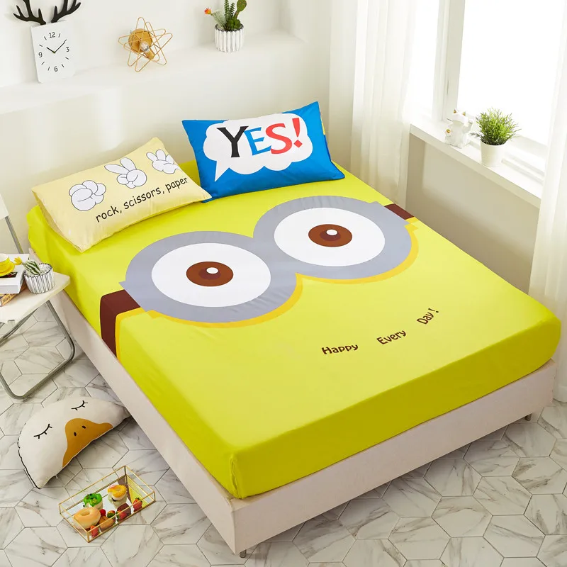 Оптовая продажа Облегающий комбинезон 100% хлопок желтая мультяшная простыня