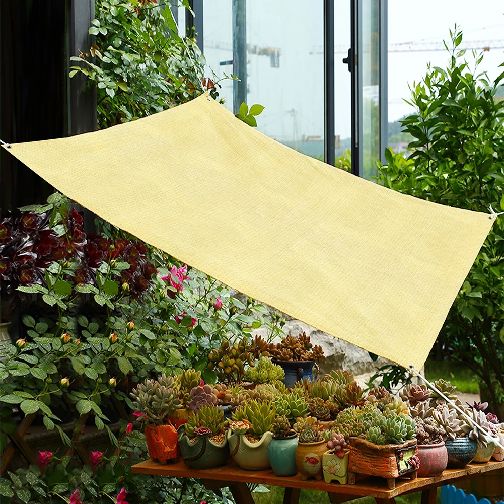 Outdoor Indoor Sun Shade Sail Canopy Mesh Beige Triangle UV Blockage Awning Fabric Cover Cloth | Дом и сад