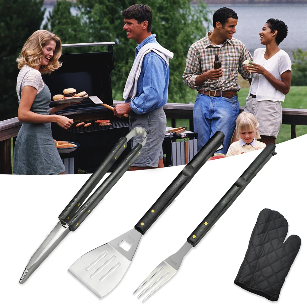 5 шт./компл. уличная посуда для барбекю фартук гриля перчатка Вилка Лопата зажим Гриль Инструменты набор
