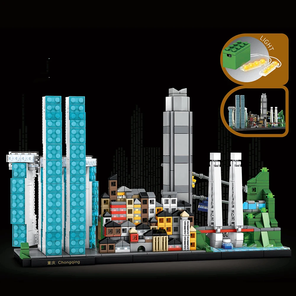 

Серия City Ideas Skyline светильник Guangzhou Chongqing архитектура, строительные блоки, уличные кубики, детские игрушки, подарки