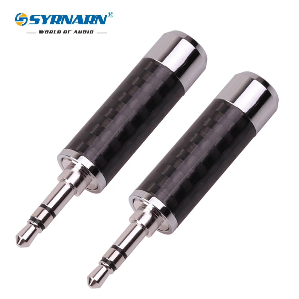 

SYRNARN HiFi Copper Non Magnetic Rhodium Plated 3.5mm 3 Pole Stereo Jack Carbon Fiber Repair 3.5 Headphone Audio Plug Connector