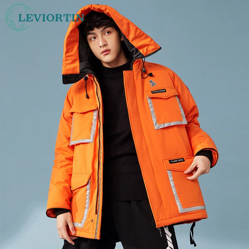 

-30 Degree HIP HOP Men's Winter Duck Down Jacket Warm Hooded Anorak Men Parka Cargo Multi-pocket Coat Waterproof Jacket Unisex