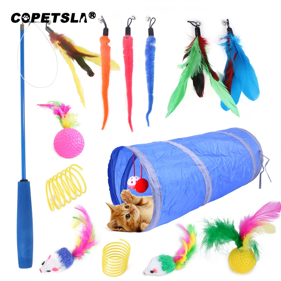 Copetsla 14 шт. игрушки кошки комплект синий разборный туннель для кошек Игрушка