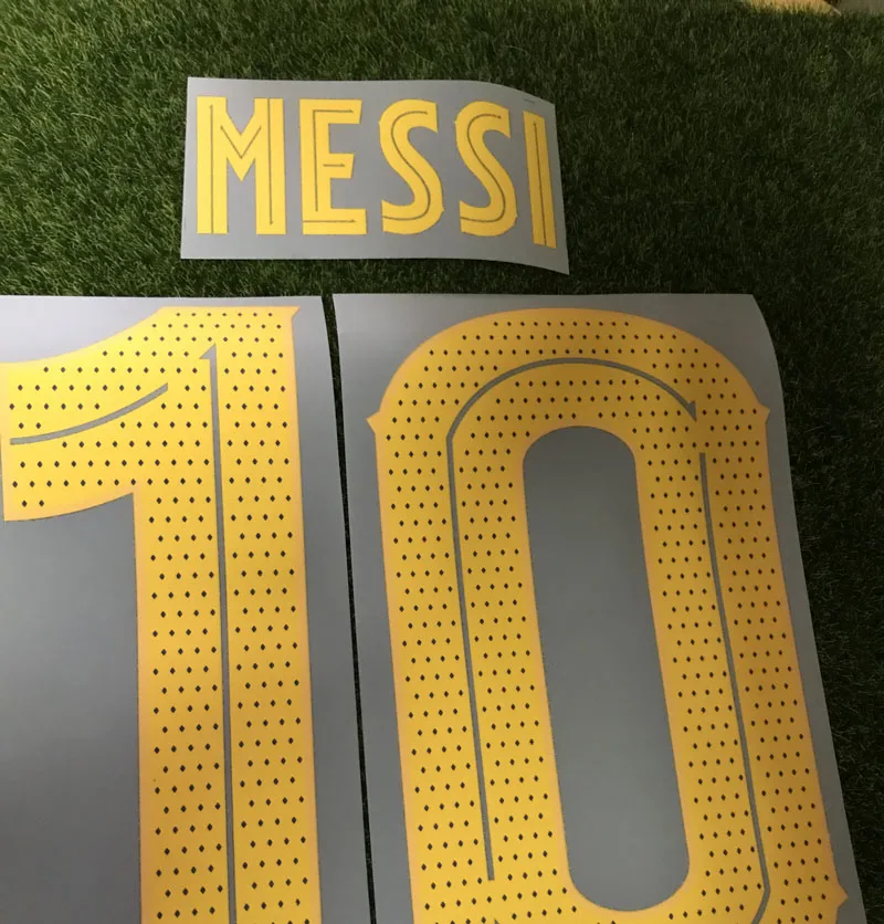 Высокое качество плеер Версия Messi Griezmann Nameset DE JONG Suarez Nameset с большими отверстиями печать футбольная нашивка - Цвет: player Messi 10