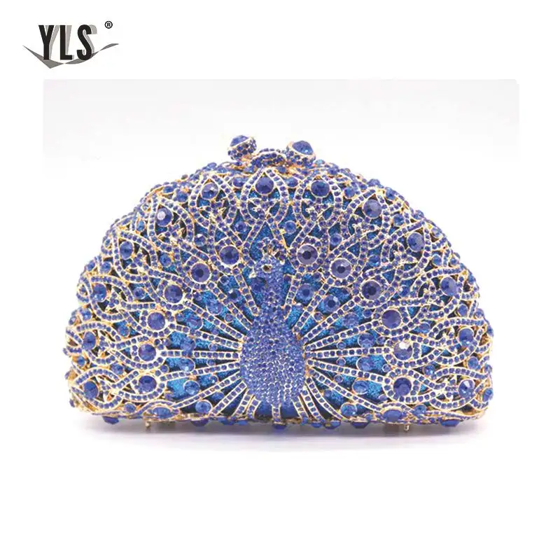 Серебряный Роскошный вечерний клатч в форме животного павлина Модный женский с