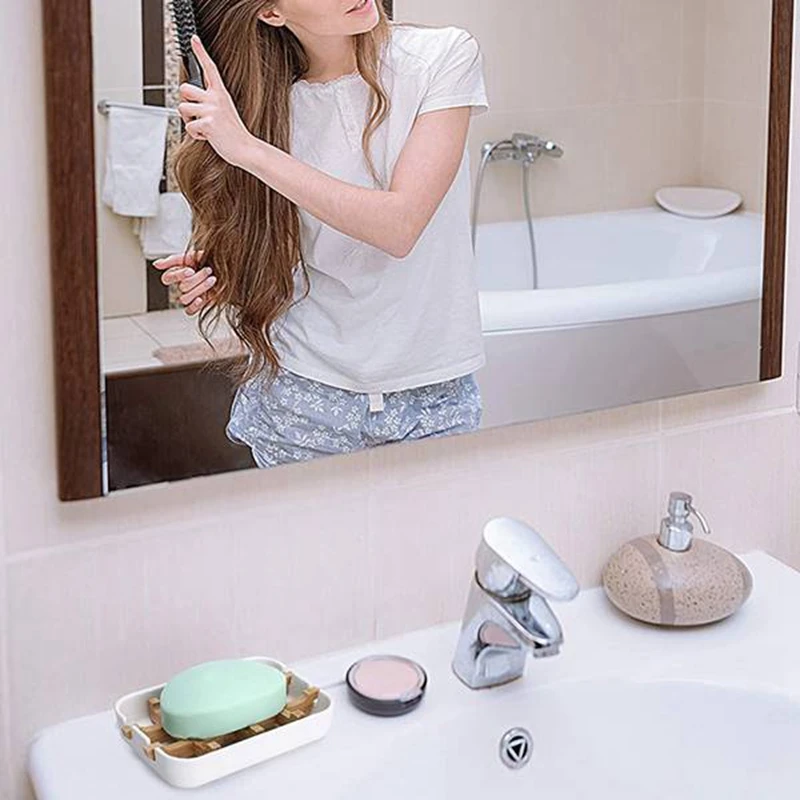 Мыльница из бамбука портативная герметичная бамбуковая Коробка для мыла