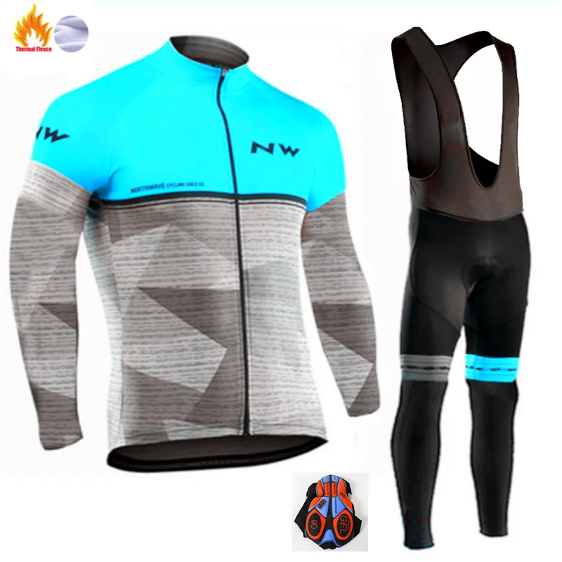 Winter Cycling Suit NW зимняя велосипедная одежда Maillot ciclismo термальные флисовые длинные наборы Мужской Горный велосипед Костюмы гоночная езда велосипедные наборы - Цвет: Winter Cycling Suit