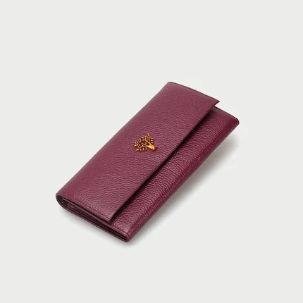 Dark purple Женский кошелек из натуральной кожи, кошелек для отдыха, красный стиль, высокое качество, женские кошельки, портмоне, визитницы - Цвет: Dark purple