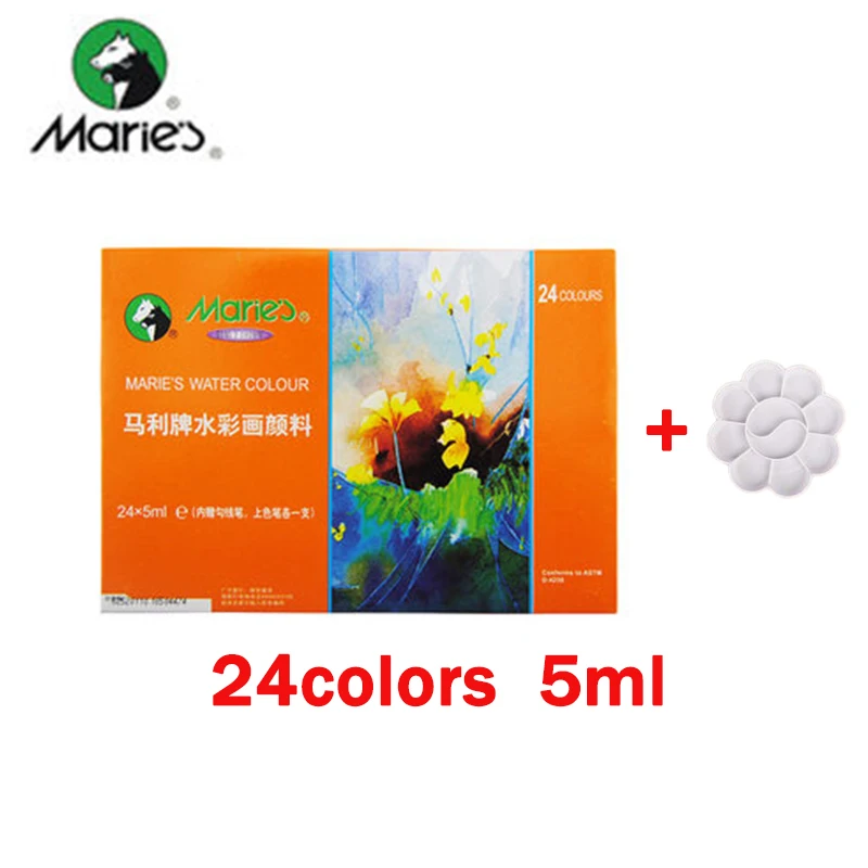 5ml-E1335-24colors Надписью «Marie» акварельные краски в наборе 12/18/24/36 Цвета косметика парфюмерия диспенсер 5 мл/12 мл трубка Прозрачная Тонкая безопасные нетоксичные воды Краски ing пигменты для детей - Цвет: 5ml-E1335-24colors