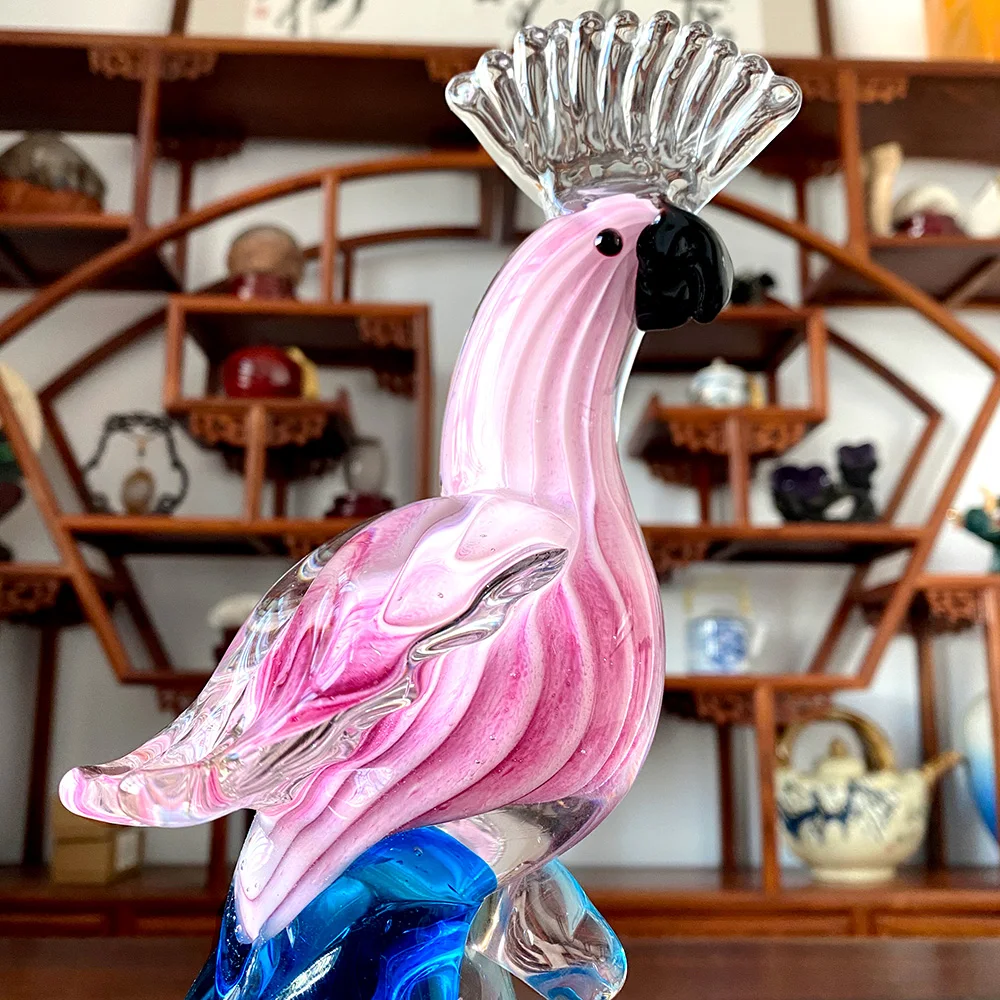 Glass Hand Blown Lovely Parrot Figurines Crystal Ornament Handmade Bird Craft Table Sculpture Home Wedding Decor Christmas Gift | Дом и сад