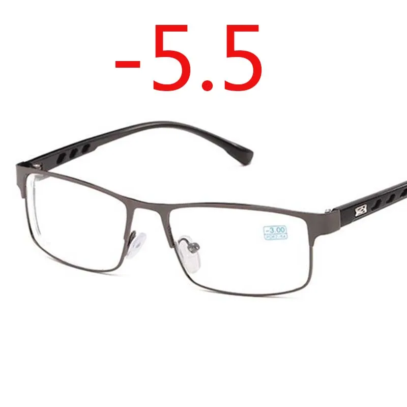 gray myopia -5.5 1-1,5-2-2,5-3-3,5-4-4,5-5-6 очки для близорукости для женщин и мужчин металлическая оправа ультралегкие очки для близорукости студентов - Цвет оправы: gray myopia -5.5