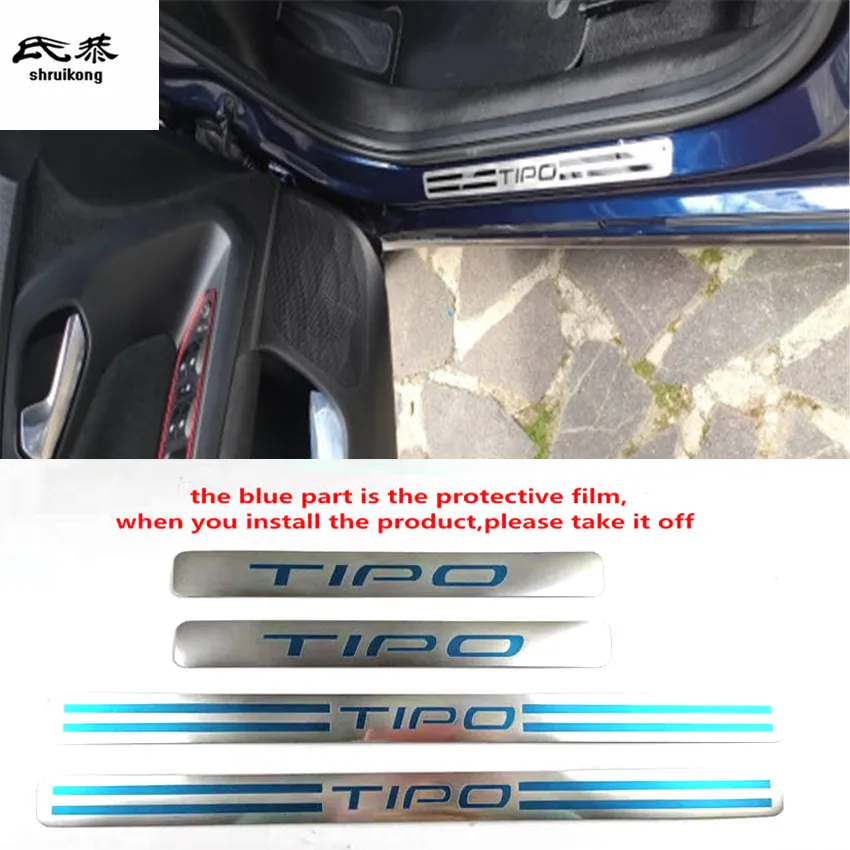 

Free shipping 4pcs/lot ultra-thin Stainless Steel Door Sill Scuff Plate for 2015-2019 FIAT TIPO car accessories