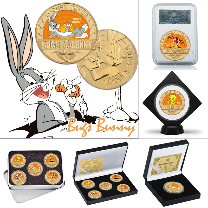 

Dropshipping WR Gold Plated Coins Collectibles with Box US Cartoon Coin Challenge Coin Original Anime Coins Gift Set