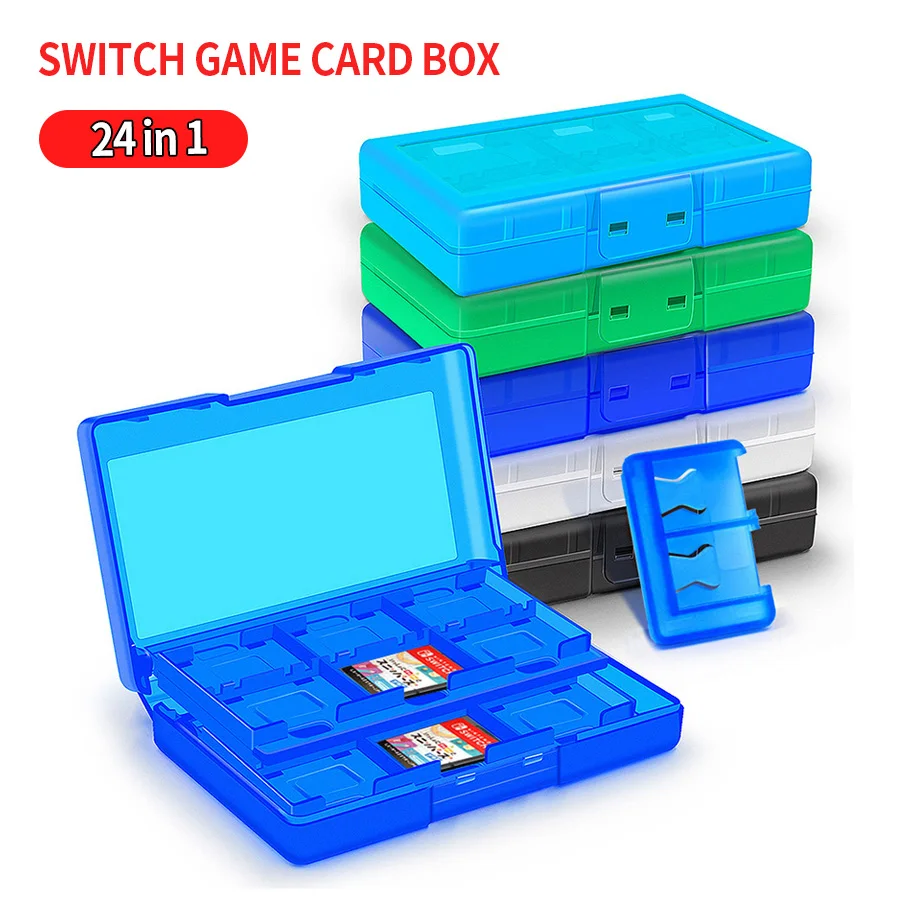Чехол для игровой карты Nintendo Switch 24 в 1, портативный ударопрочный корпус из АБС-пластика для защиты памяти, аксессуары для Nintendo Switch - изображение