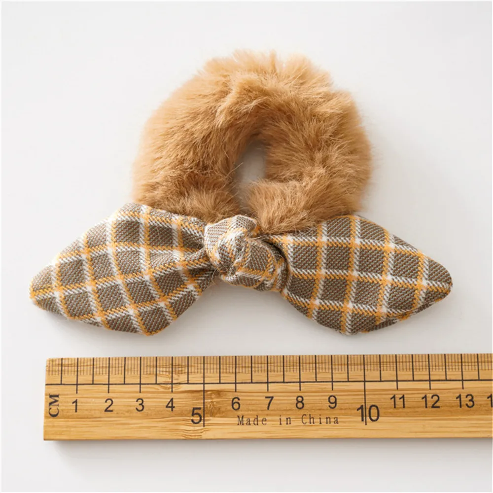 Корейская версия новых завязанные кроличьи уши решетки точка ткань плюшевая