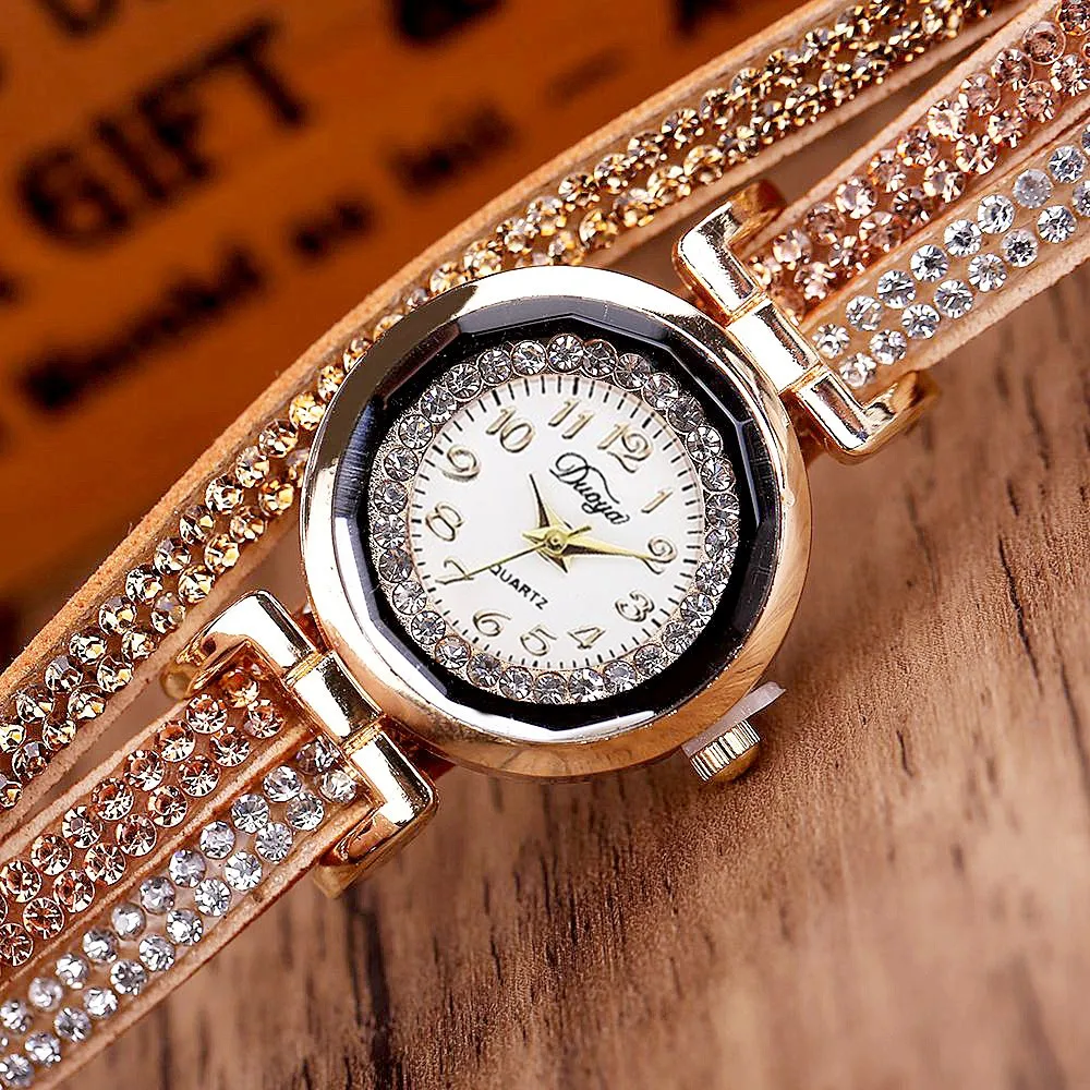 

Fashion Women Watches Simple Romantic Crystal Gold Quartz Watch Bracelet Women's Wrist Watch Dress relogio feminino reloj mujer%