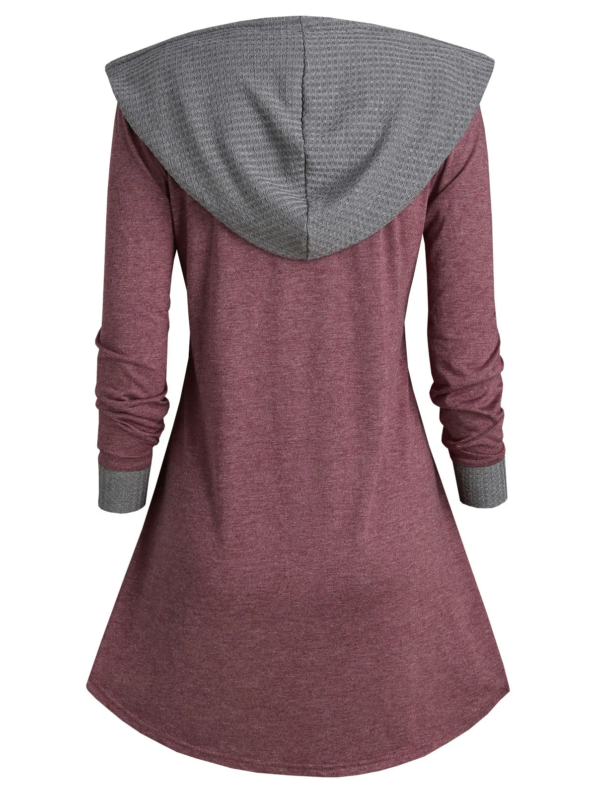 ROSEGAL Вишневый красный с капюшоном на молнии 2fer Туника трикотаж длинный