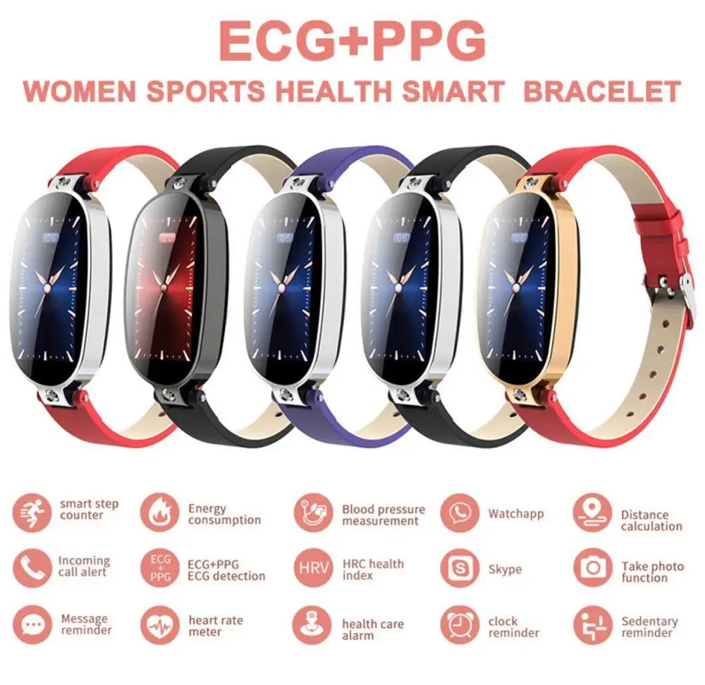 

B79 Lady Smart Watch Color Screen Fitness Tracker PPG ECG Wristband Blood Pressure Health Detection Bluetooth Bracelet