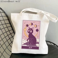 women shopper bag luna cat tarot printed kawaii bag harajuku shopping canvas shopper bag girl handbag tote shoulder lady bag