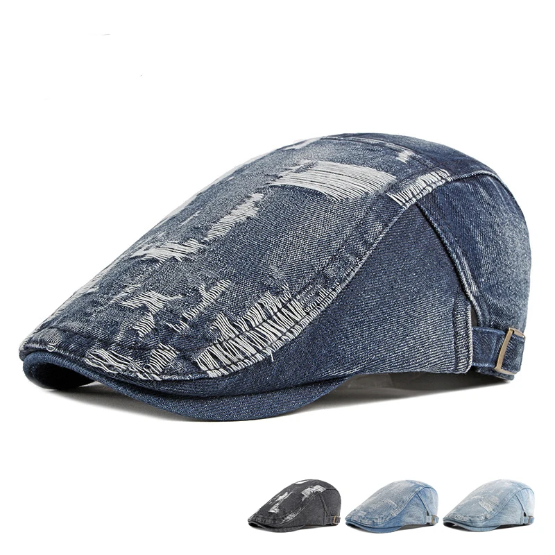 

2023 New Make Old Blank Denim Jeans Cowboy Hats For Men British Woolen Beret Damski Caps Warm Painter Bere Berety Damskie Baret