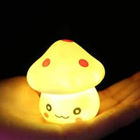 led children night light for kids soft silicone bedroom decor gift automatic color changing smiley mushroom creative night lamp